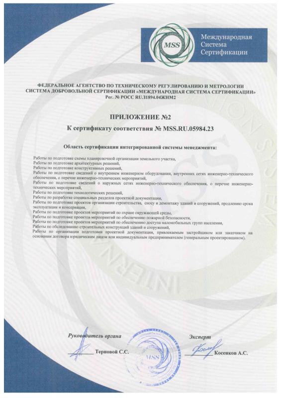 Приложение к сертификату соответствия №2